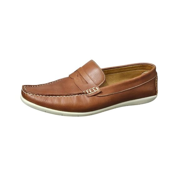 Mercanti Fiorentini Relax Men's Leather Slip On Penny Loafer Brown Driving Shoe - Picture 3 of 11